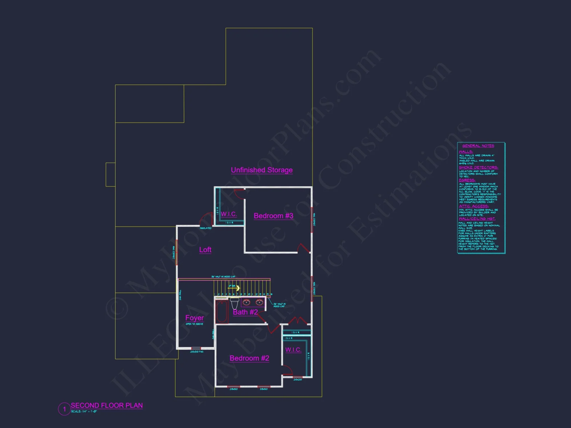 Stylish 2-Story house Plan with 3 Beds, 2 Baths & CAD Design