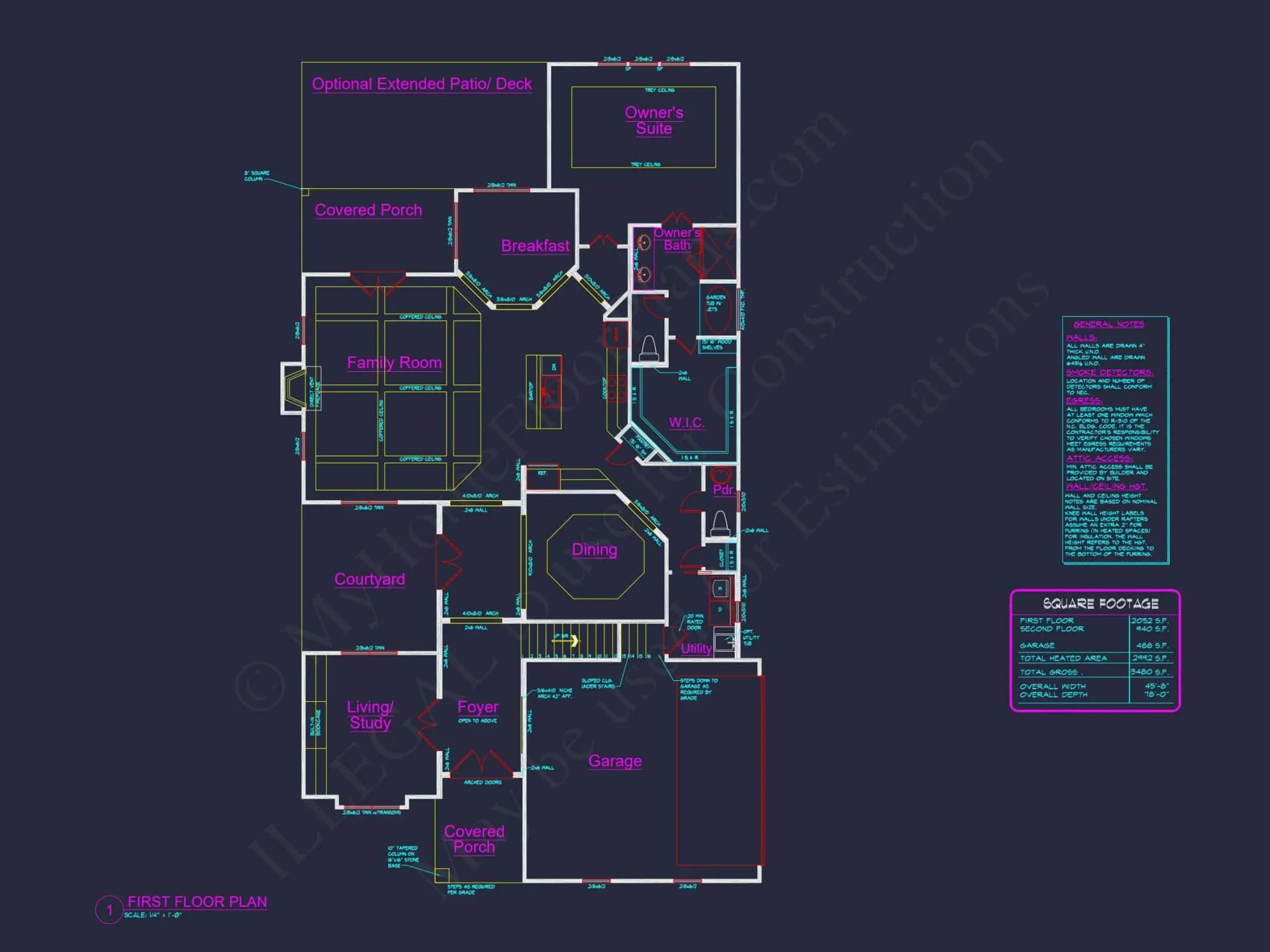 Stylish 2-Story house Plan with 3 Beds, 2 Baths & CAD Design