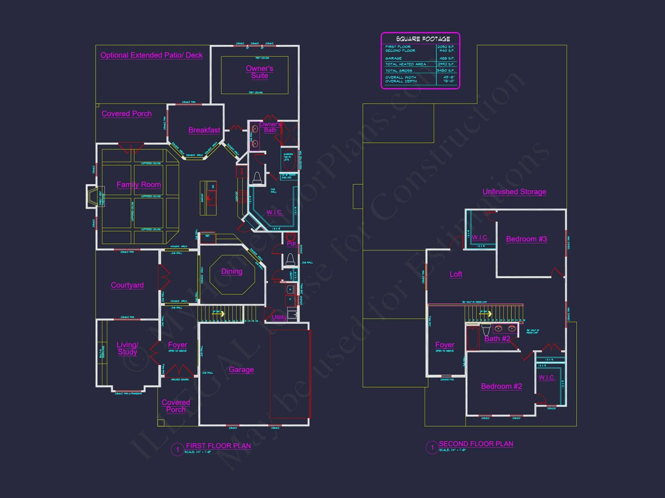 8-1554 HOUSE PLAN - Traditional Colonial Home Plan - 3-Bed, 3-Bath, 2,992 SF 7 Stylish 2-Story house Plan with 3 Beds, 2 Baths & CAD Design