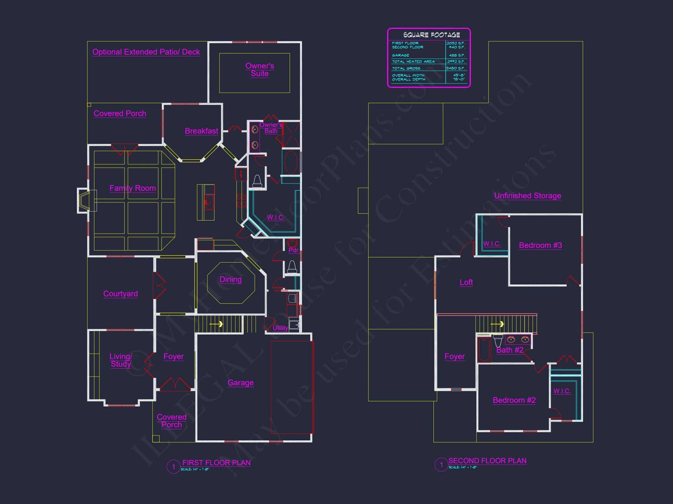 8-1554 HOUSE PLAN - Traditional Colonial Home Plan - 3-Bed, 3-Bath, 2,992 SF 6 Stylish 2-Story house Plan with 3 Beds, 2 Baths & CAD Design