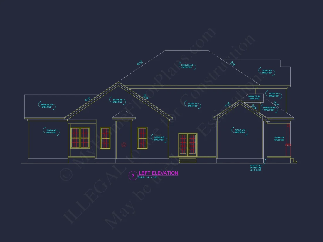 Stylish 2-Story house Plan with 3 Beds, 2 Baths & CAD Design