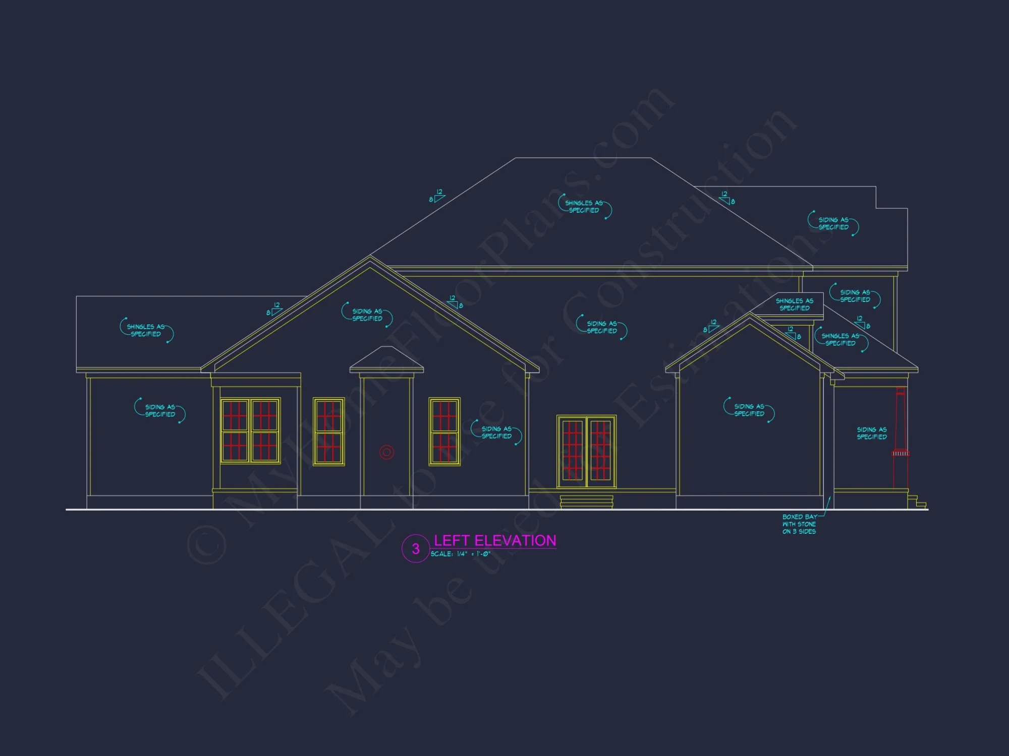 Stylish 2-Story house Plan with 3 Beds, 2 Baths & CAD Design