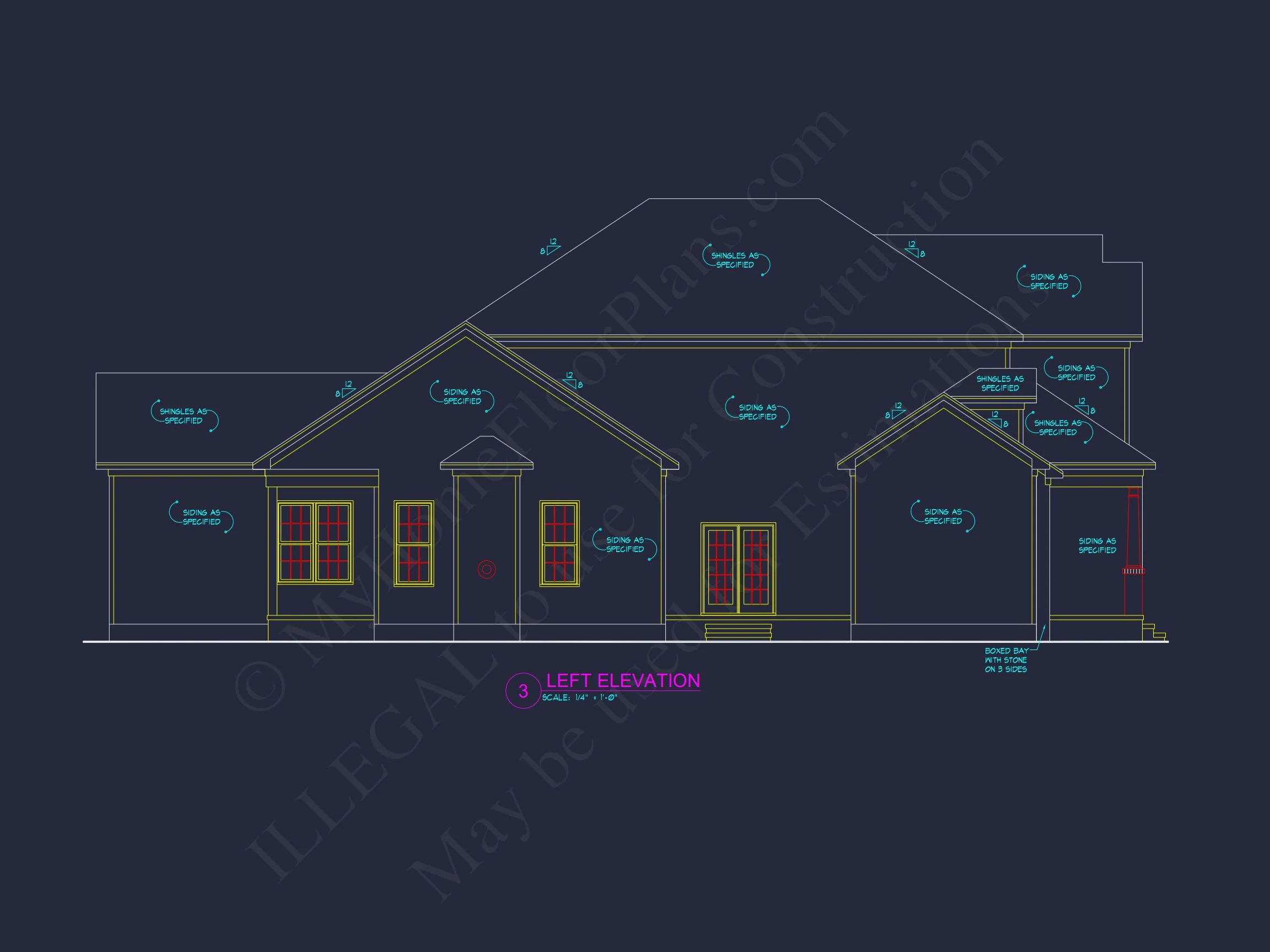 8-1554 HOUSE PLAN - Traditional Colonial Home Plan - 3-Bed, 3-Bath, 2,992 SF 4 Stylish 2-Story house Plan with 3 Beds, 2 Baths & CAD Design