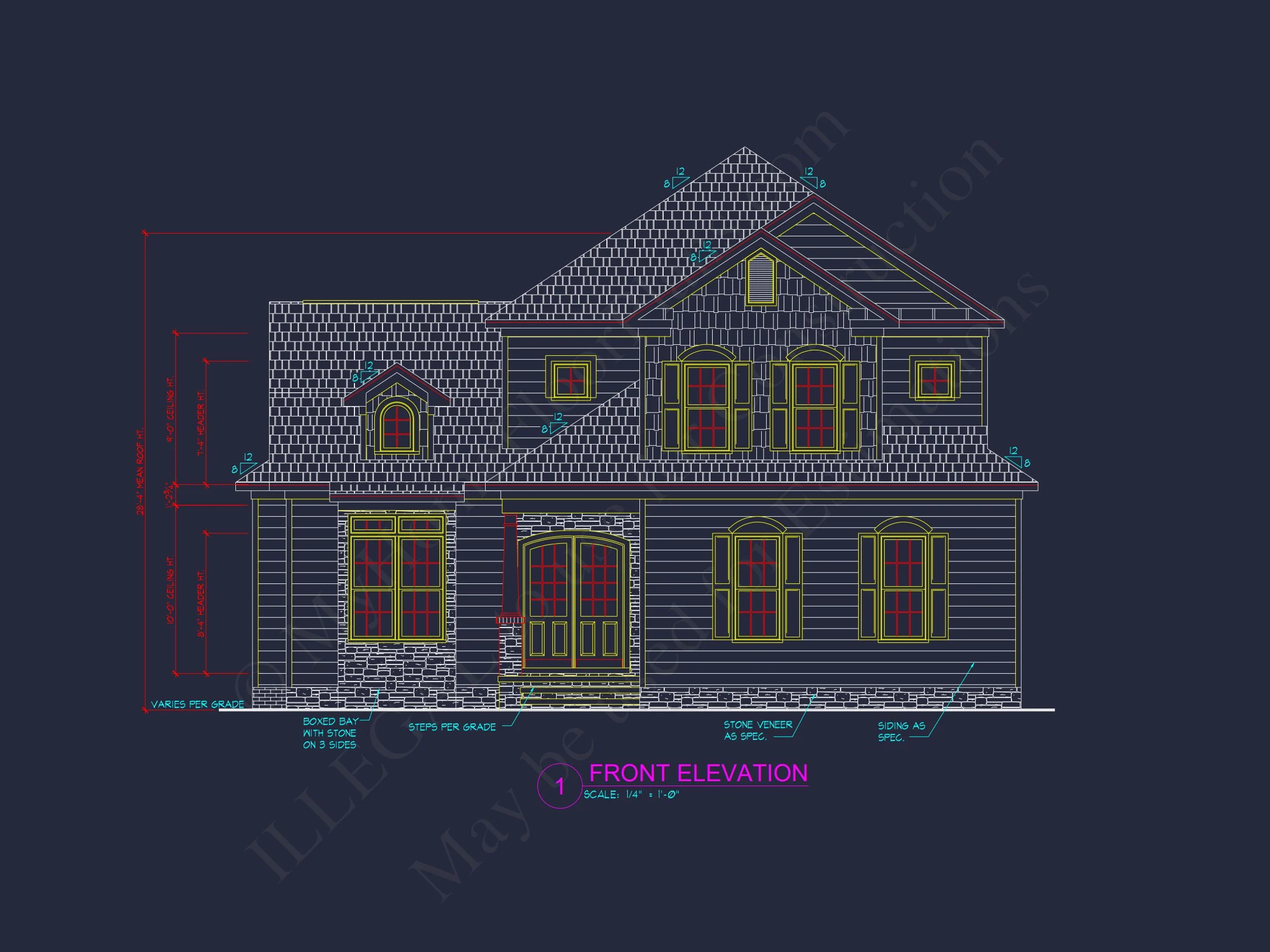 8-1554 HOUSE PLAN - Traditional Colonial Home Plan - 3-Bed, 3-Bath, 2,992 SF 2 Stylish 2-Story house Plan with 3 Beds, 2 Baths & CAD Design