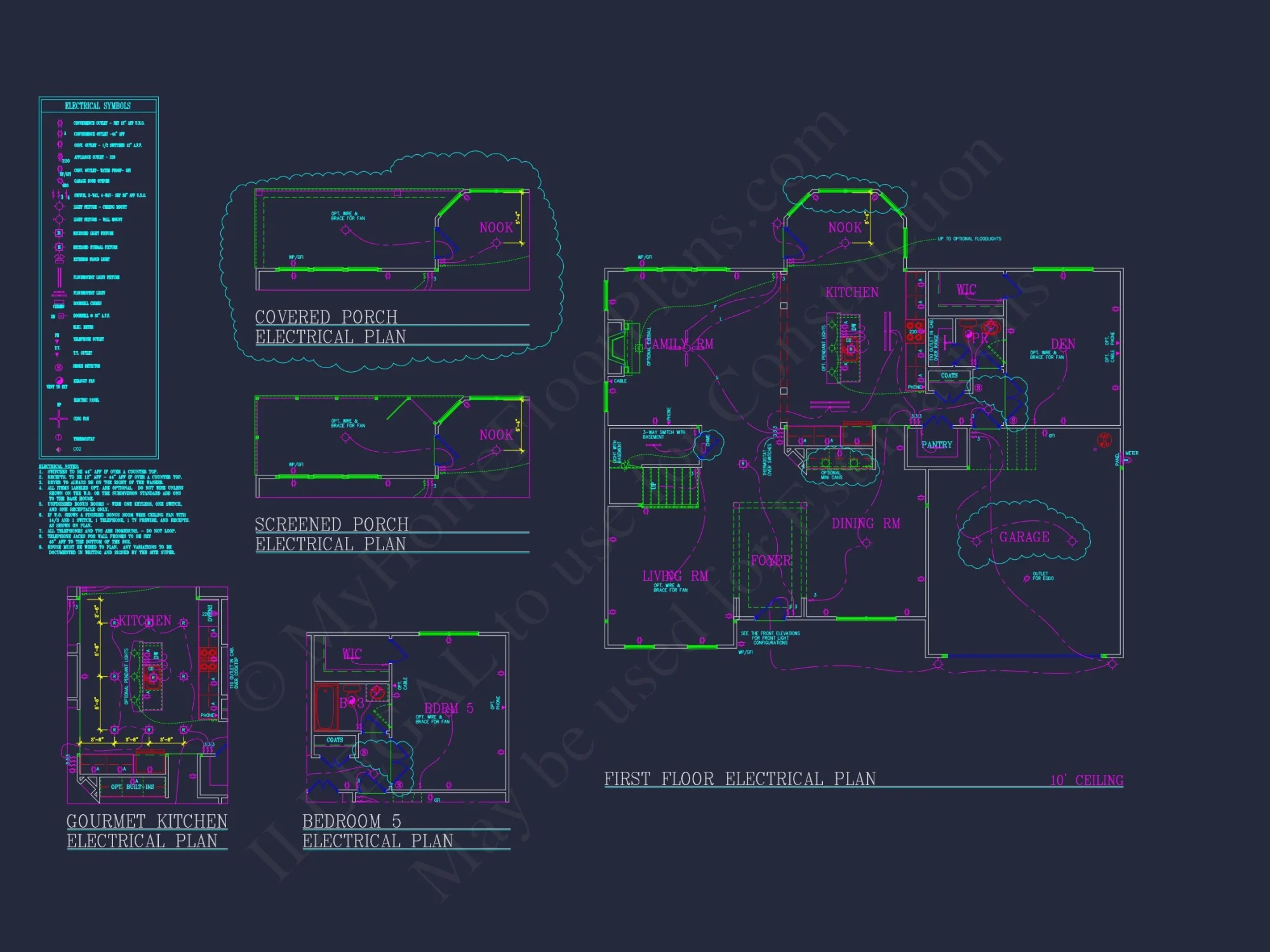 Spacious 4-Bedroom house Plan with CAD Blueprints and Modern Designs