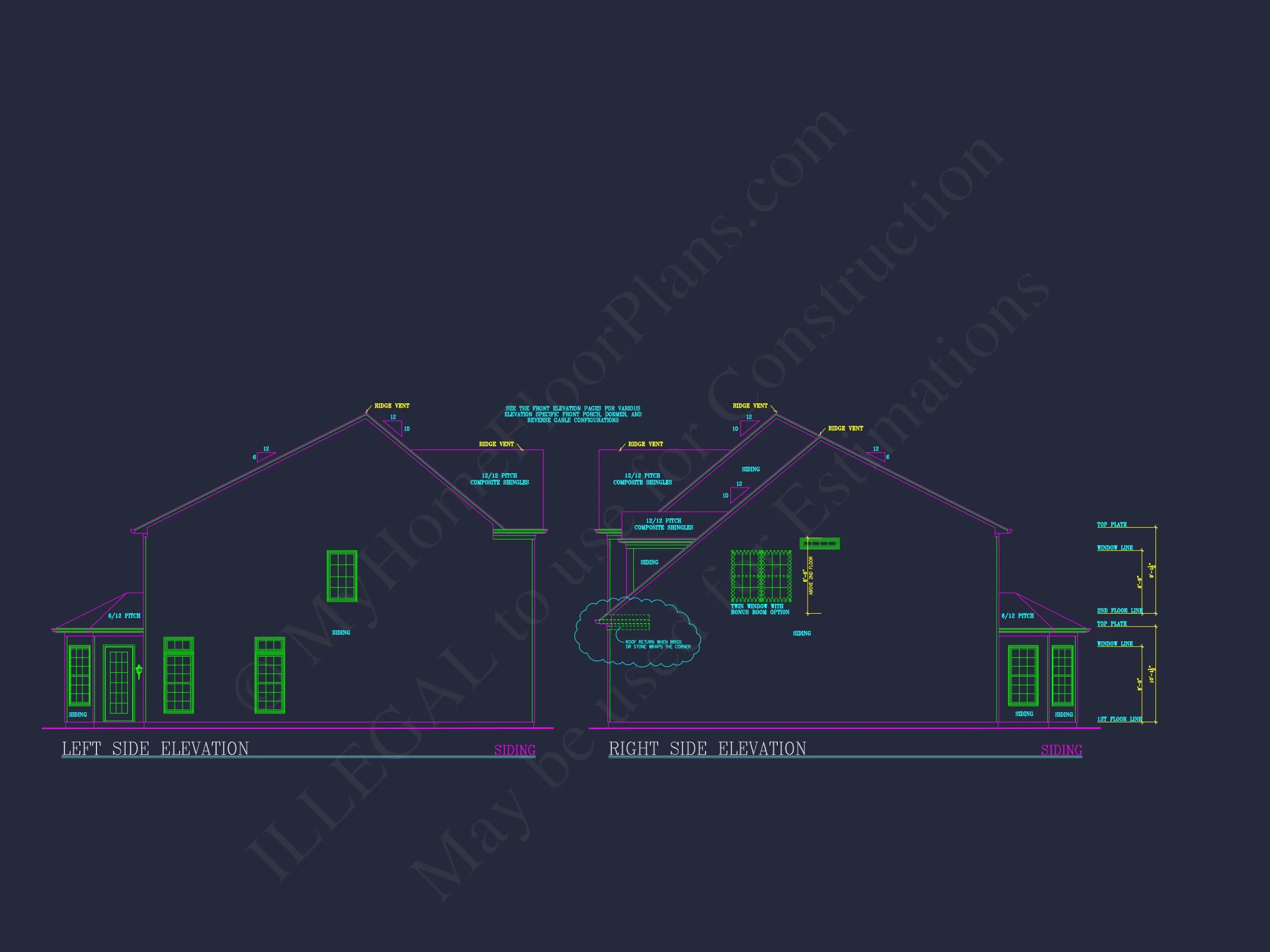 8-1525 HOUSE PLAN - Traditional Colonial Home Plan - 4-Bed, 3-Bath, 2,850 SF 21 Spacious 4-Bedroom house Plan with CAD Blueprints and Modern Designs