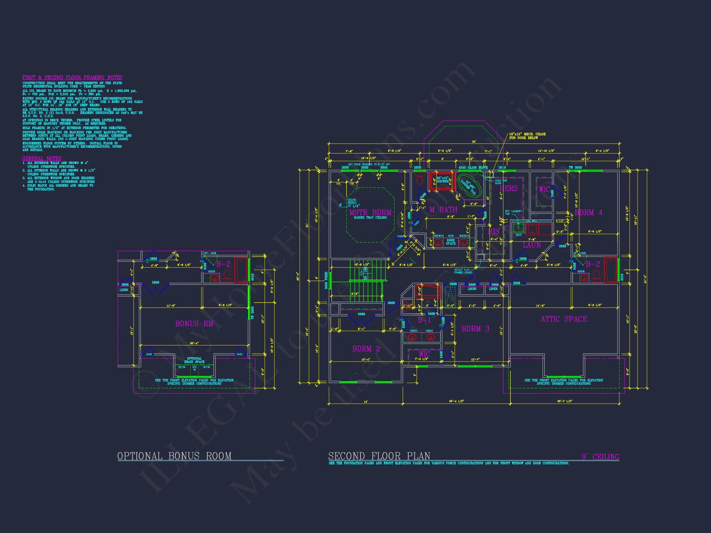 8-1525 HOUSE PLAN - Traditional Colonial Home Plan - 4-Bed, 3-Bath, 2,850 SF 12 Spacious 4-Bedroom house Plan with CAD Blueprints and Modern Designs