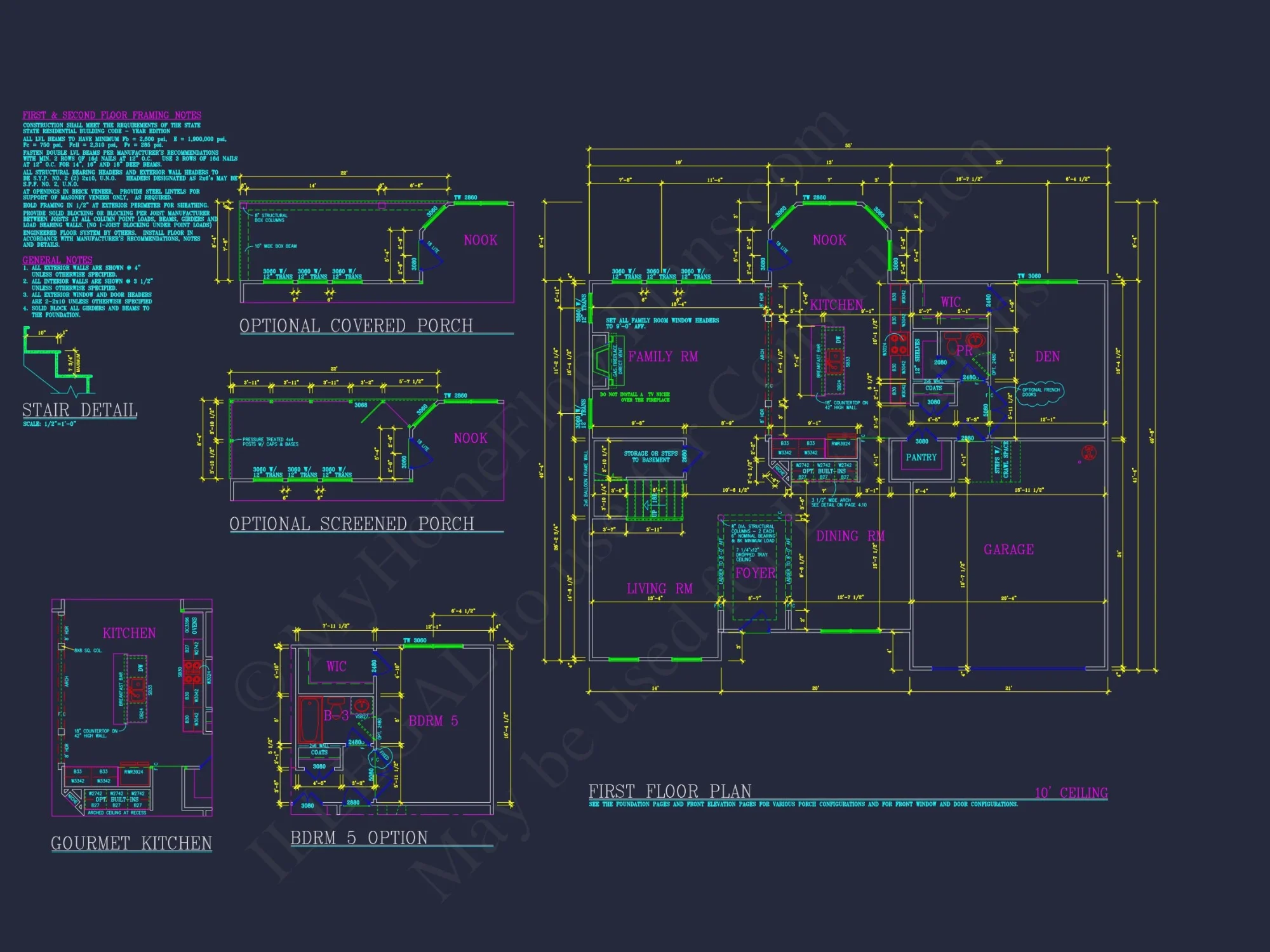 Spacious 4-Bedroom house Plan with CAD Blueprints and Modern Designs