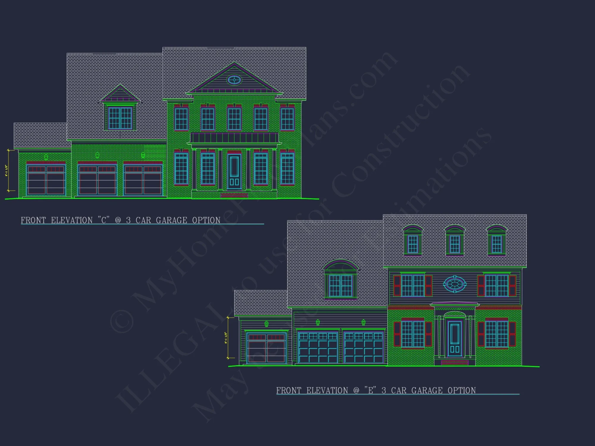 Elegant Two-Story house Plan with CAD Designs and Blueprints