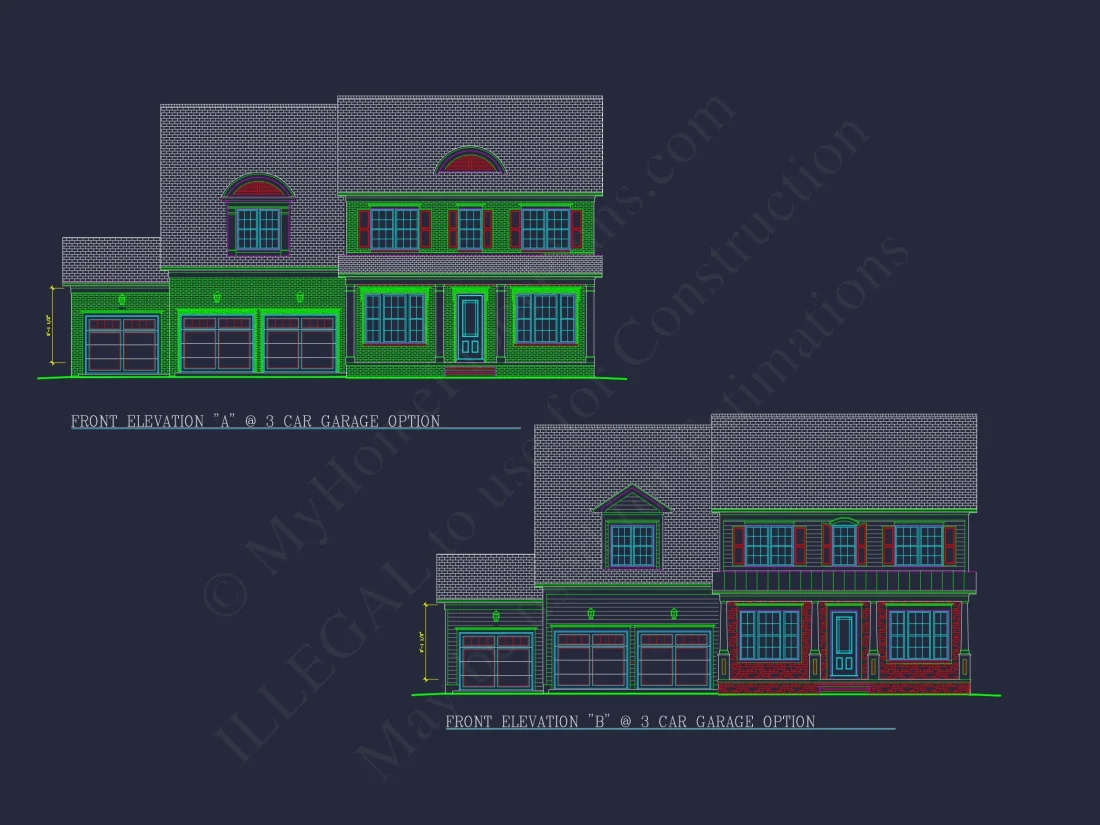 Elegant Two-Story house Plan with CAD Designs and Blueprints
