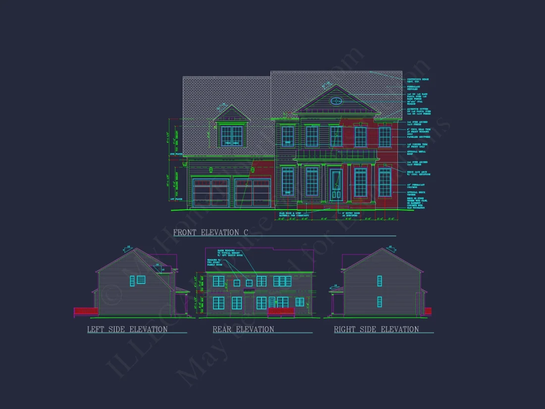 Elegant Two-Story house Plan with CAD Designs and Blueprints