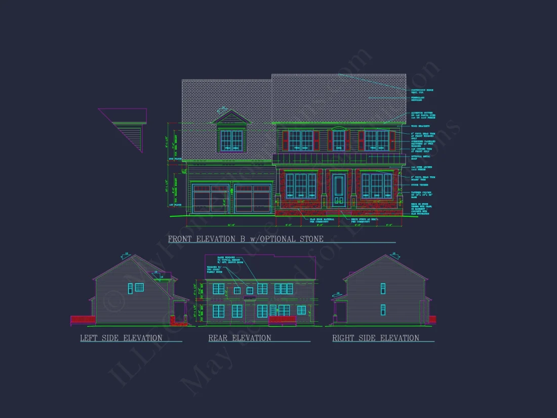 Elegant Two-Story house Plan with CAD Designs and Blueprints