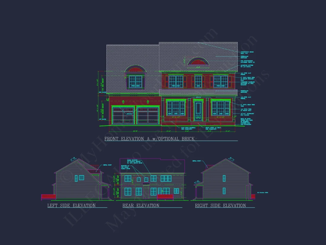 Elegant Two-Story house Plan with CAD Designs and Blueprints