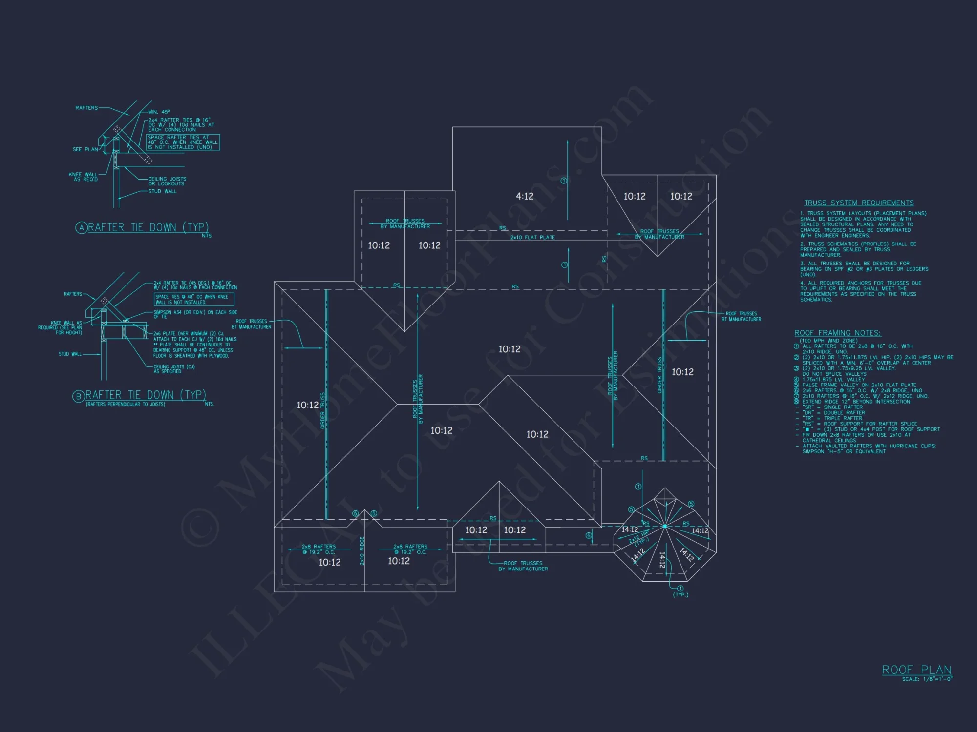 Modern house Plan Design with 2 Stories, 4 Beds, and CAD Blueprint