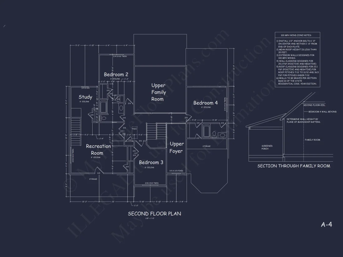 Modern house Plan Design with 2 Stories, 4 Beds, and CAD Blueprint