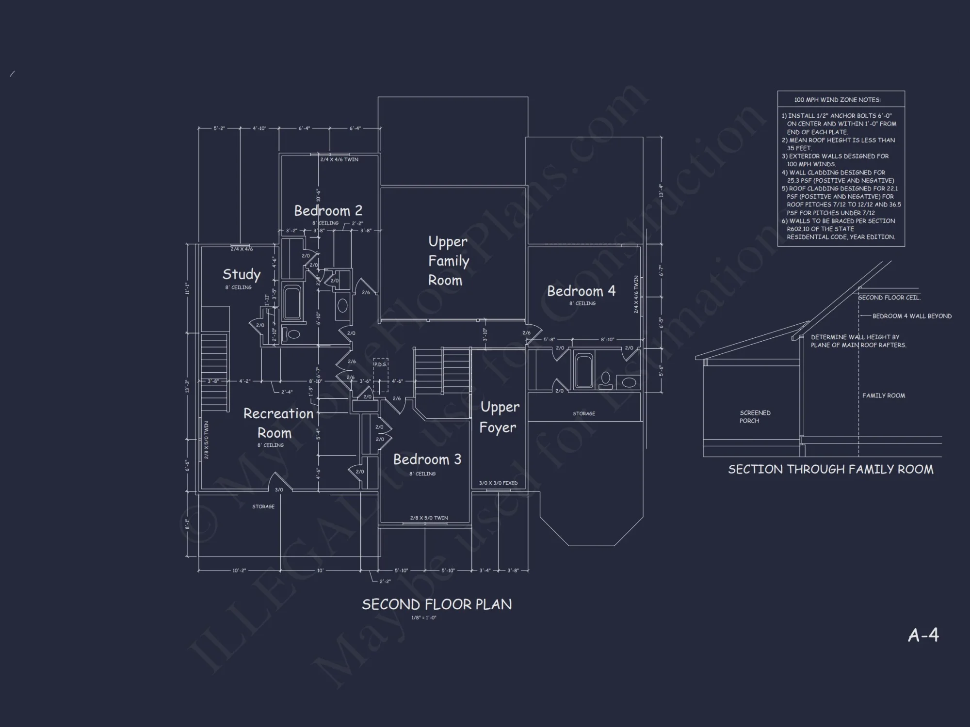 Modern house Plan Design with 2 Stories, 4 Beds, and CAD Blueprint