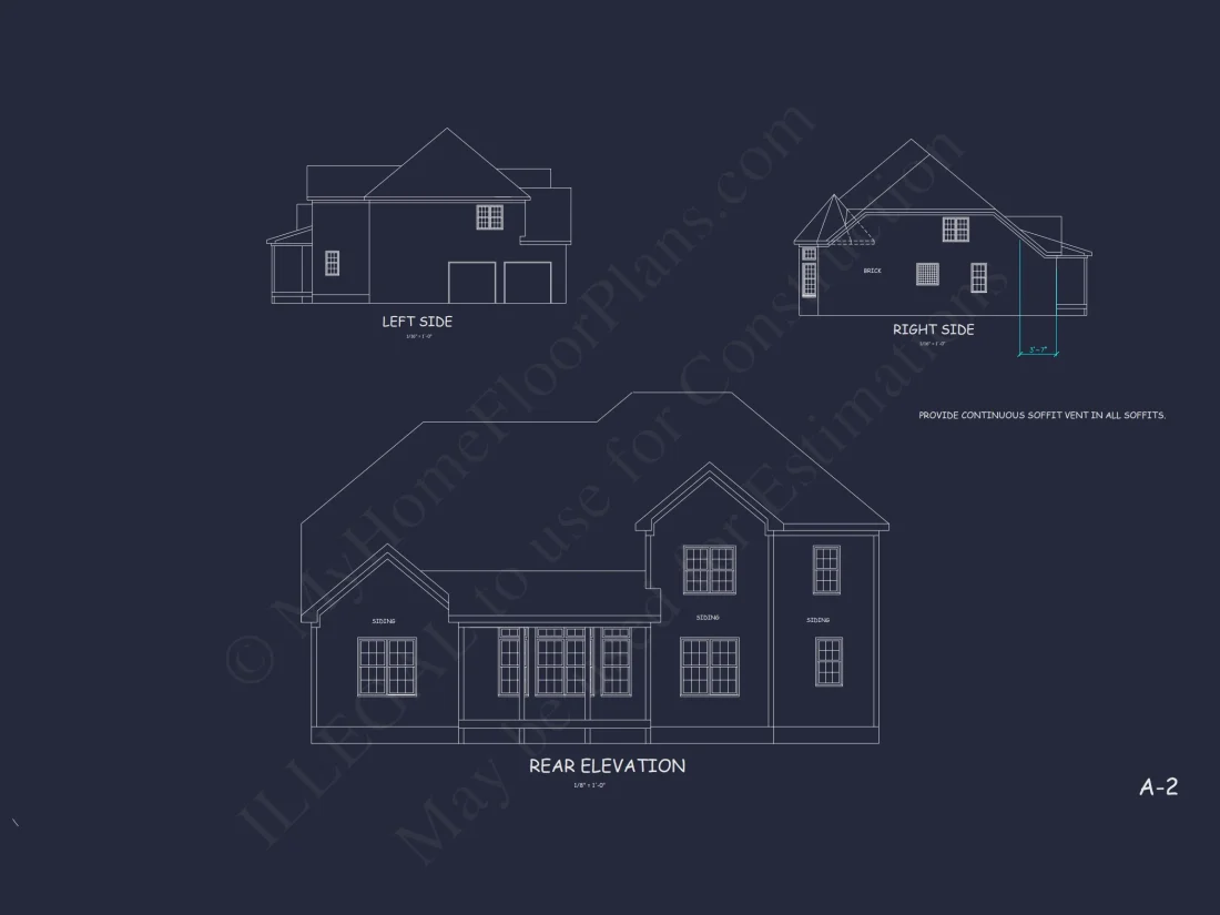 Modern house Plan Design with 2 Stories, 4 Beds, and CAD Blueprint