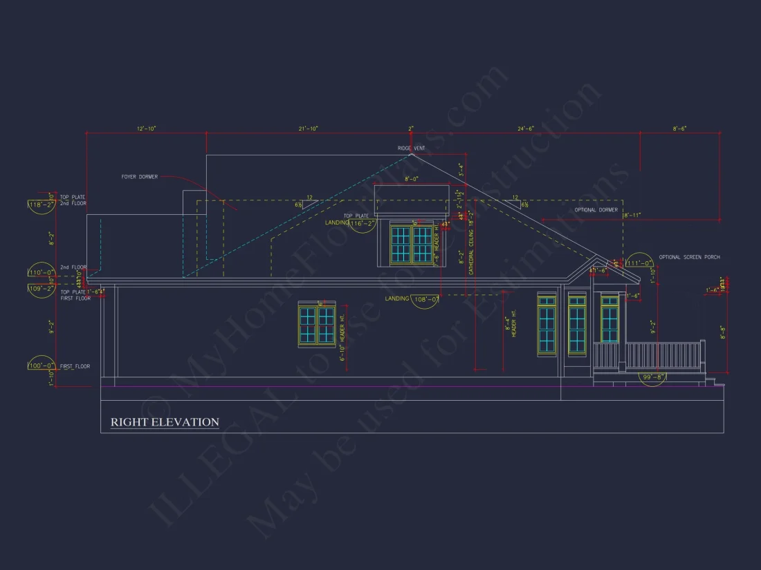 Elegant 2-Story house Plan with CAD Designs and Blueprint Features