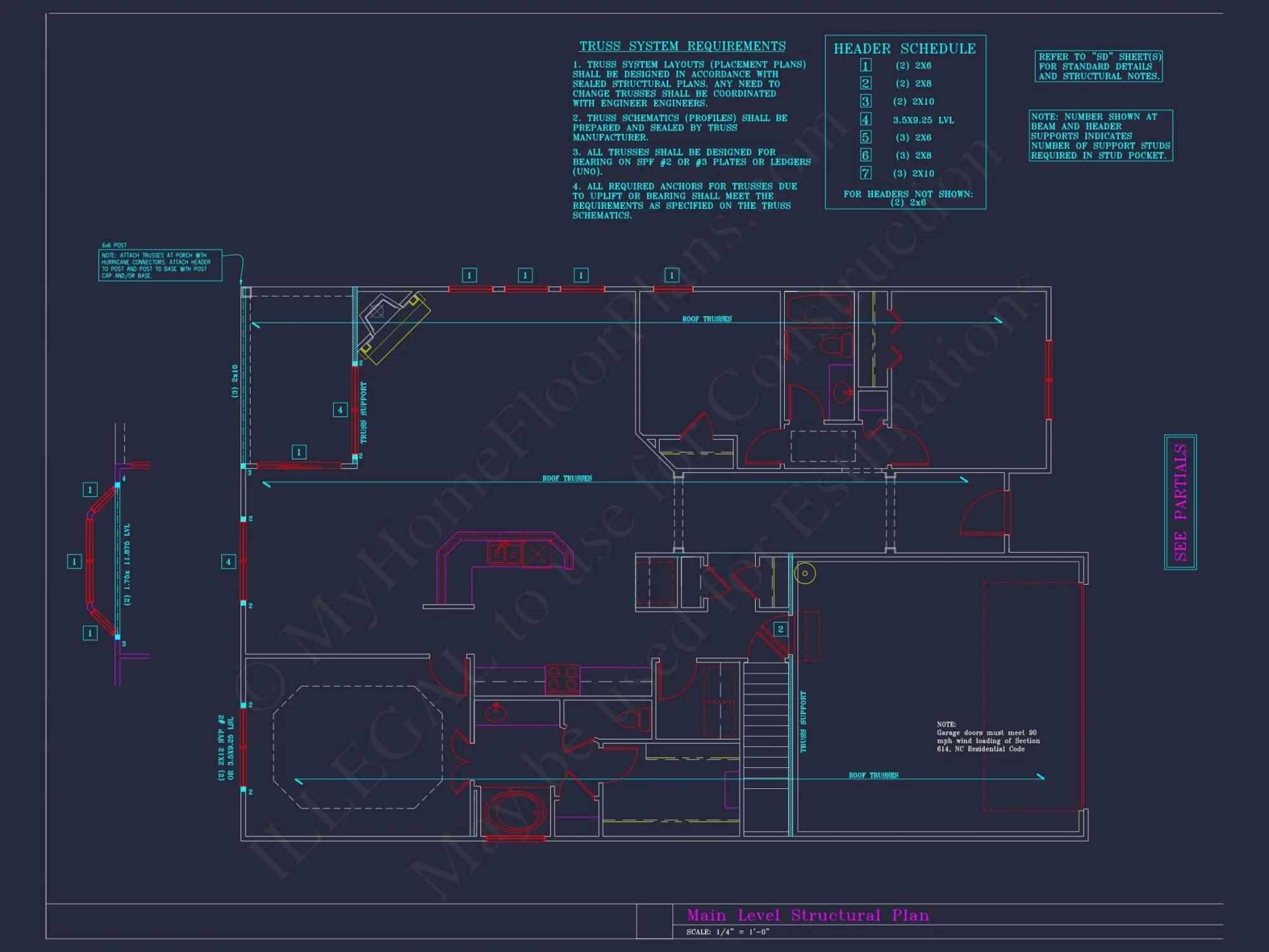 Craftsman-Style house Floor Plan: 2-Story CAD Designs with 3 Beds