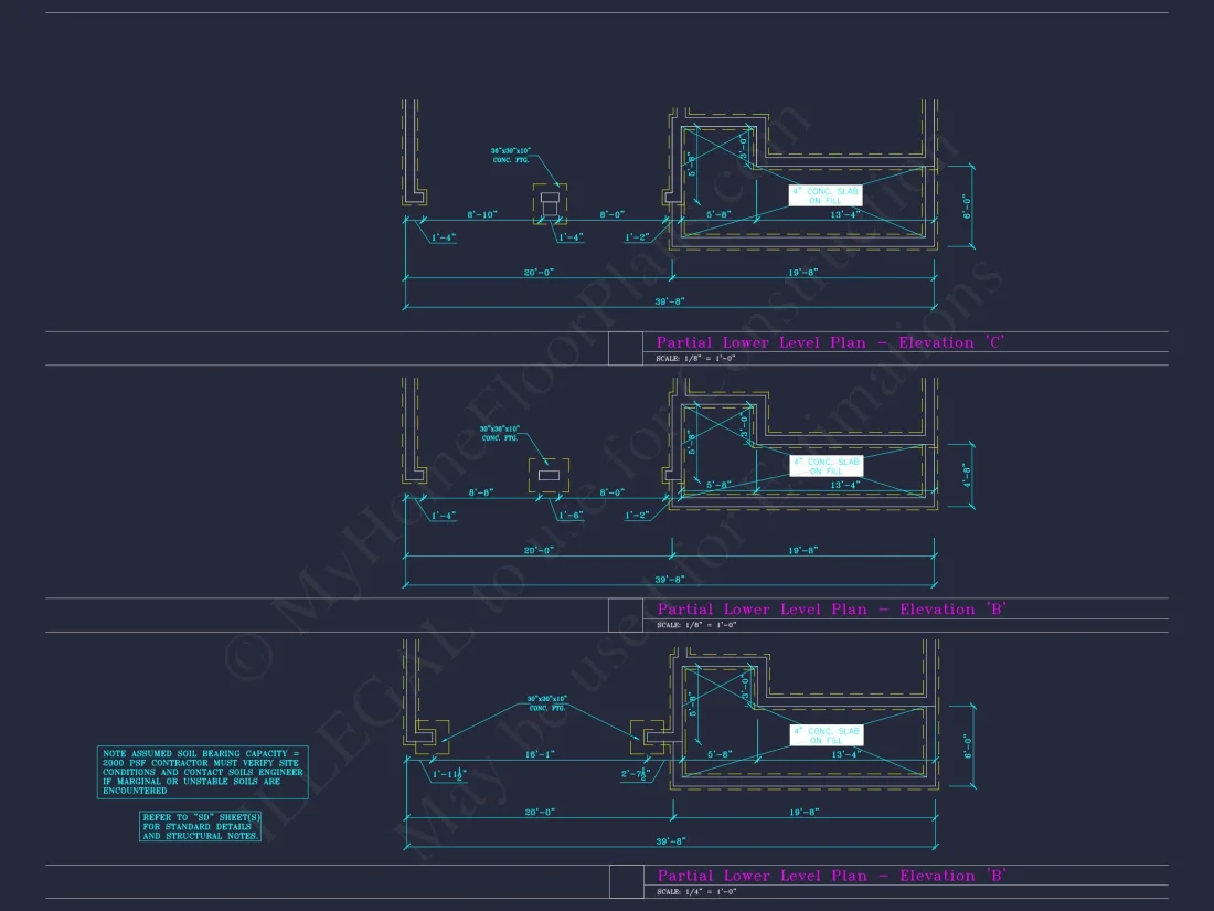Craftsman-Style house Floor Plan: 2-Story CAD Designs with 3 Beds