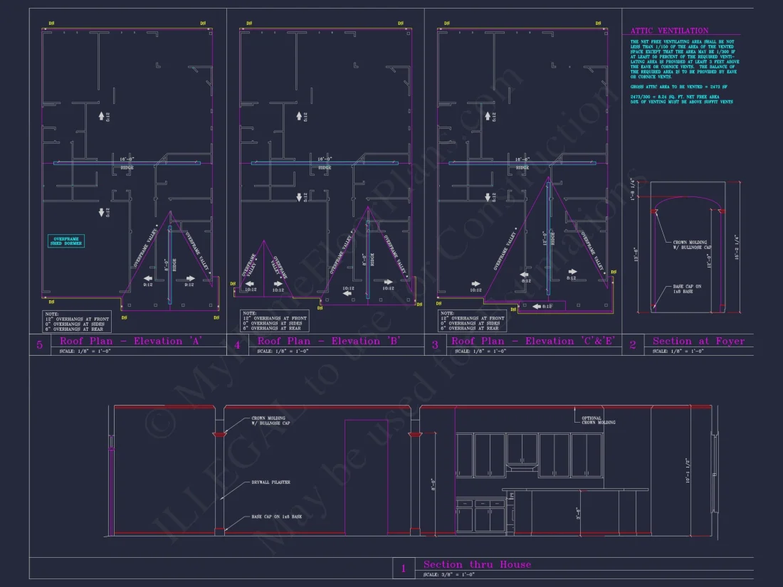 Craftsman-Style house Floor Plan: 2-Story CAD Designs with 3 Beds