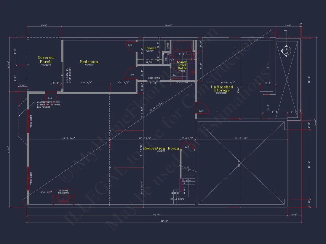 Craftsman-Style house Floor Plan: 2-Story CAD Designs with 3 Beds