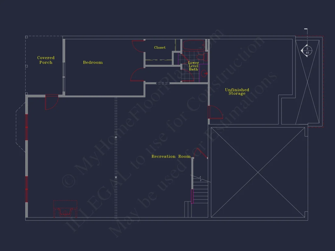 Craftsman-Style house Floor Plan: 2-Story CAD Designs with 3 Beds