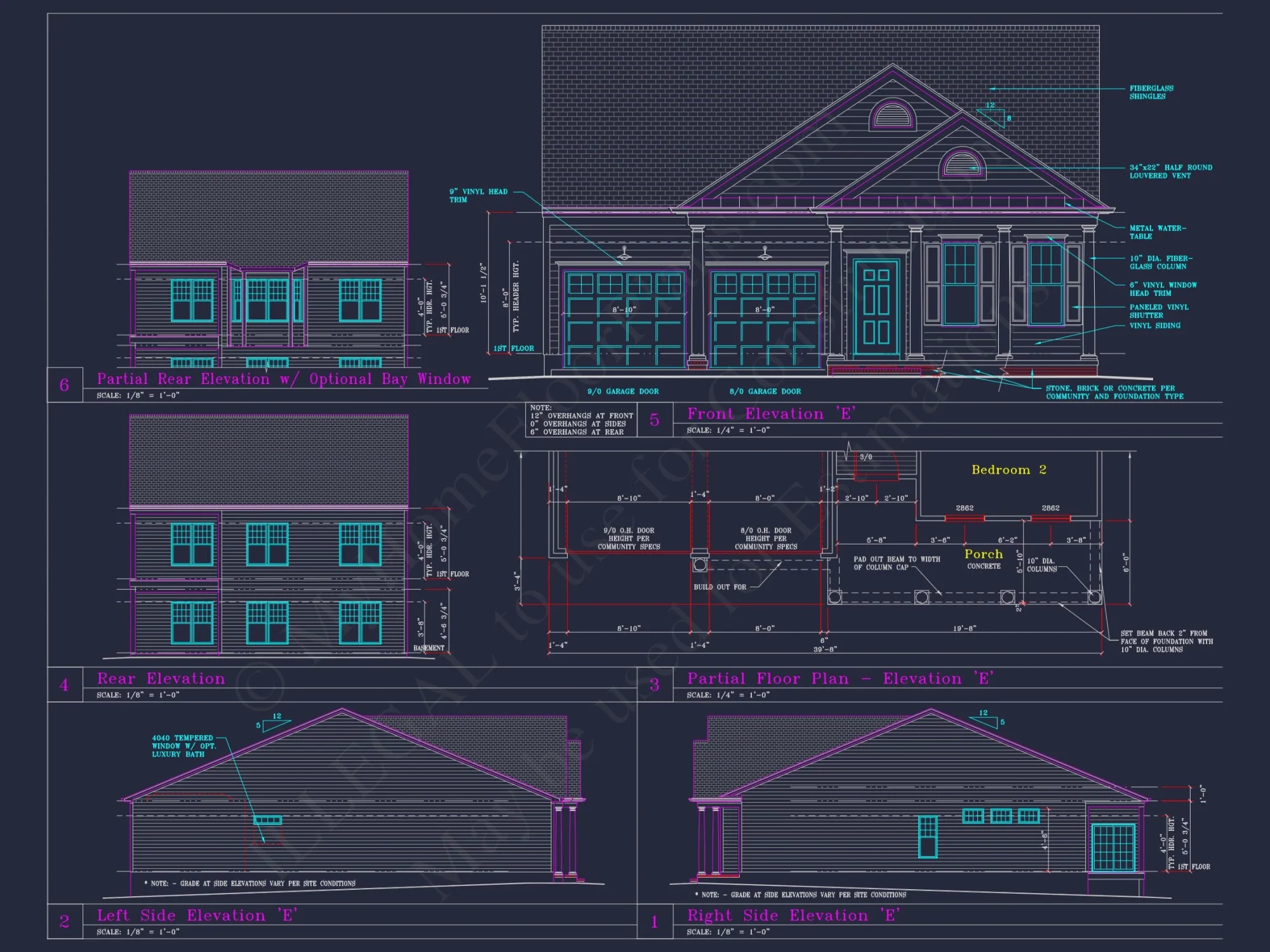 Craftsman-Style house Floor Plan: 2-Story CAD Designs with 3 Beds