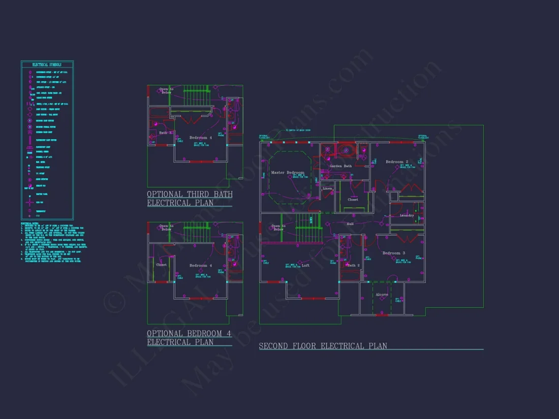 house Plan Blueprint: Spacious 4-Bed, 2-Story Design with 3 Garages