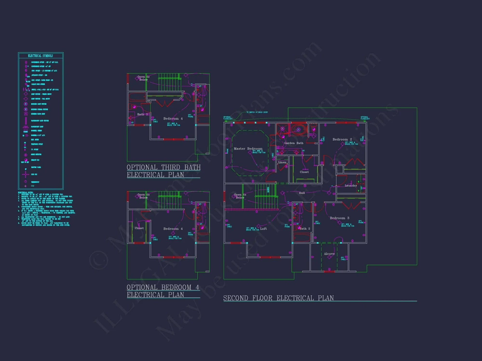 house Plan Blueprint: Spacious 4-Bed, 2-Story Design with 3 Garages