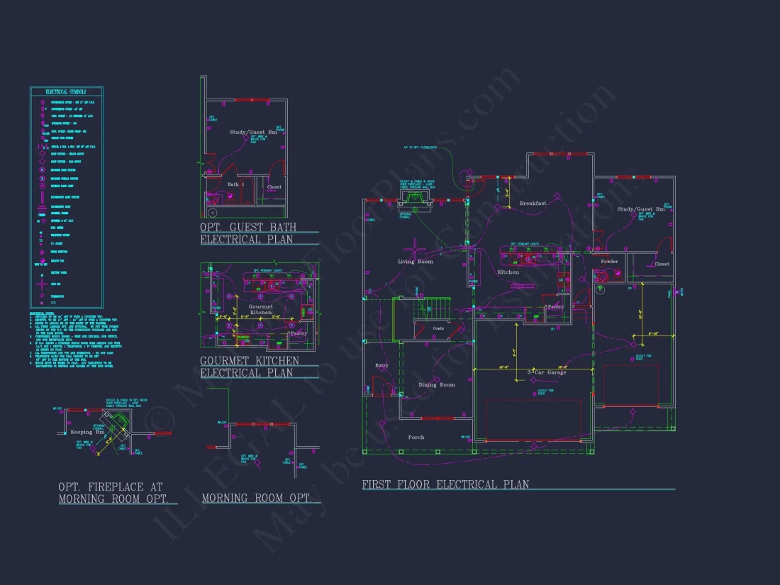 house Plan Blueprint: Spacious 4-Bed, 2-Story Design with 3 Garages