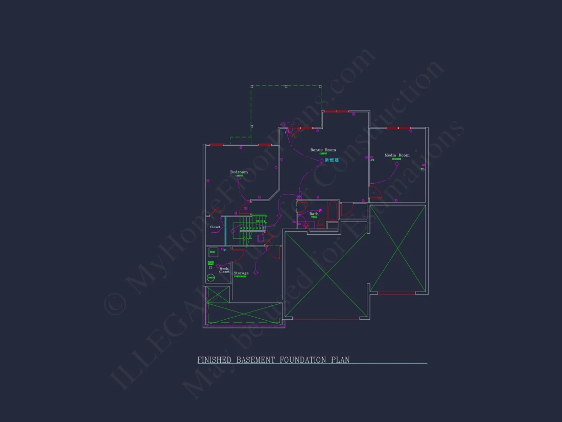 house Plan Blueprint: Spacious 4-Bed, 2-Story Design with 3 Garages