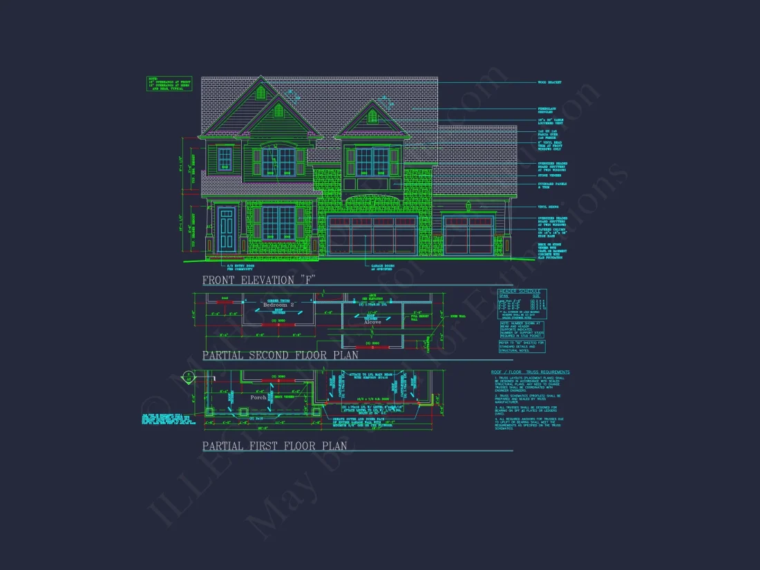 house Plan Blueprint: Spacious 4-Bed, 2-Story Design with 3 Garages