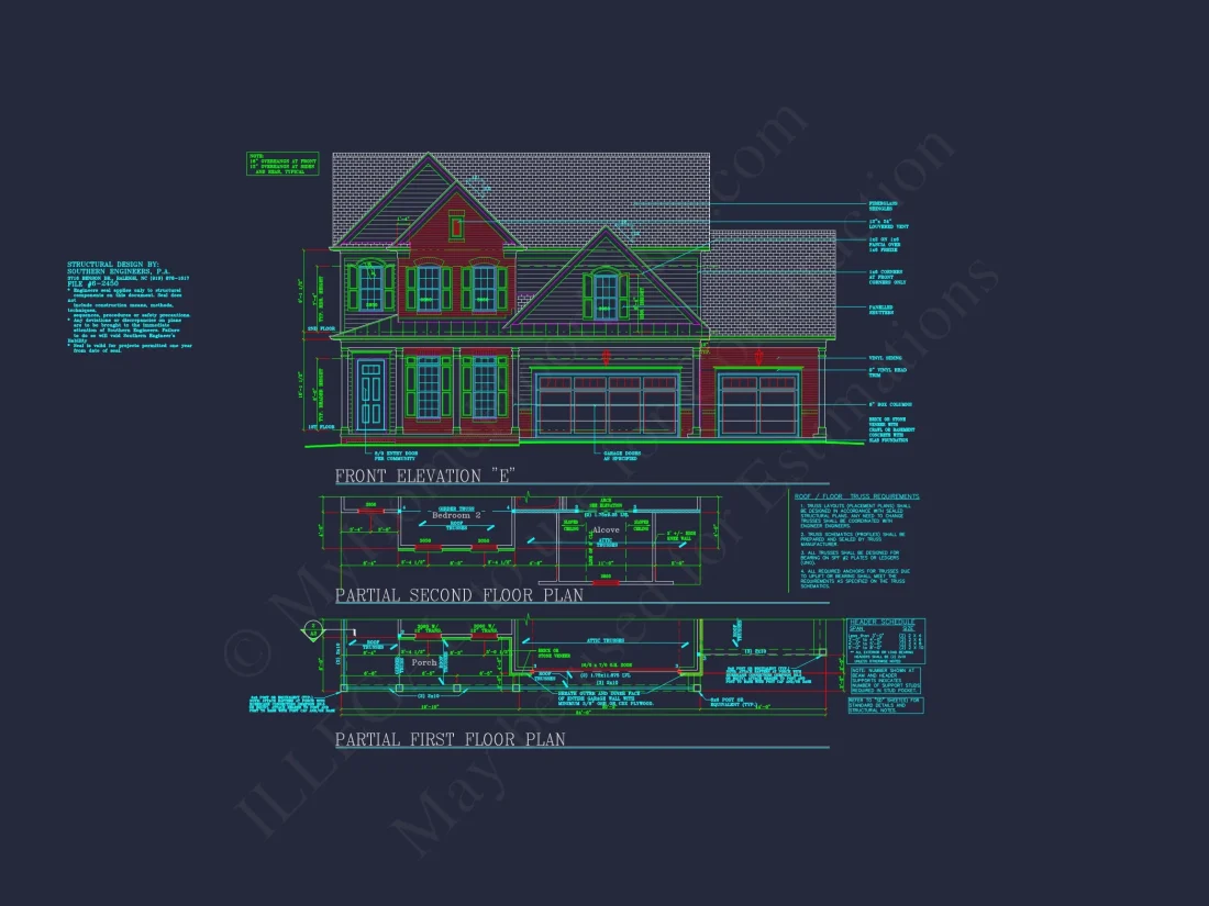 house Plan Blueprint: Spacious 4-Bed, 2-Story Design with 3 Garages