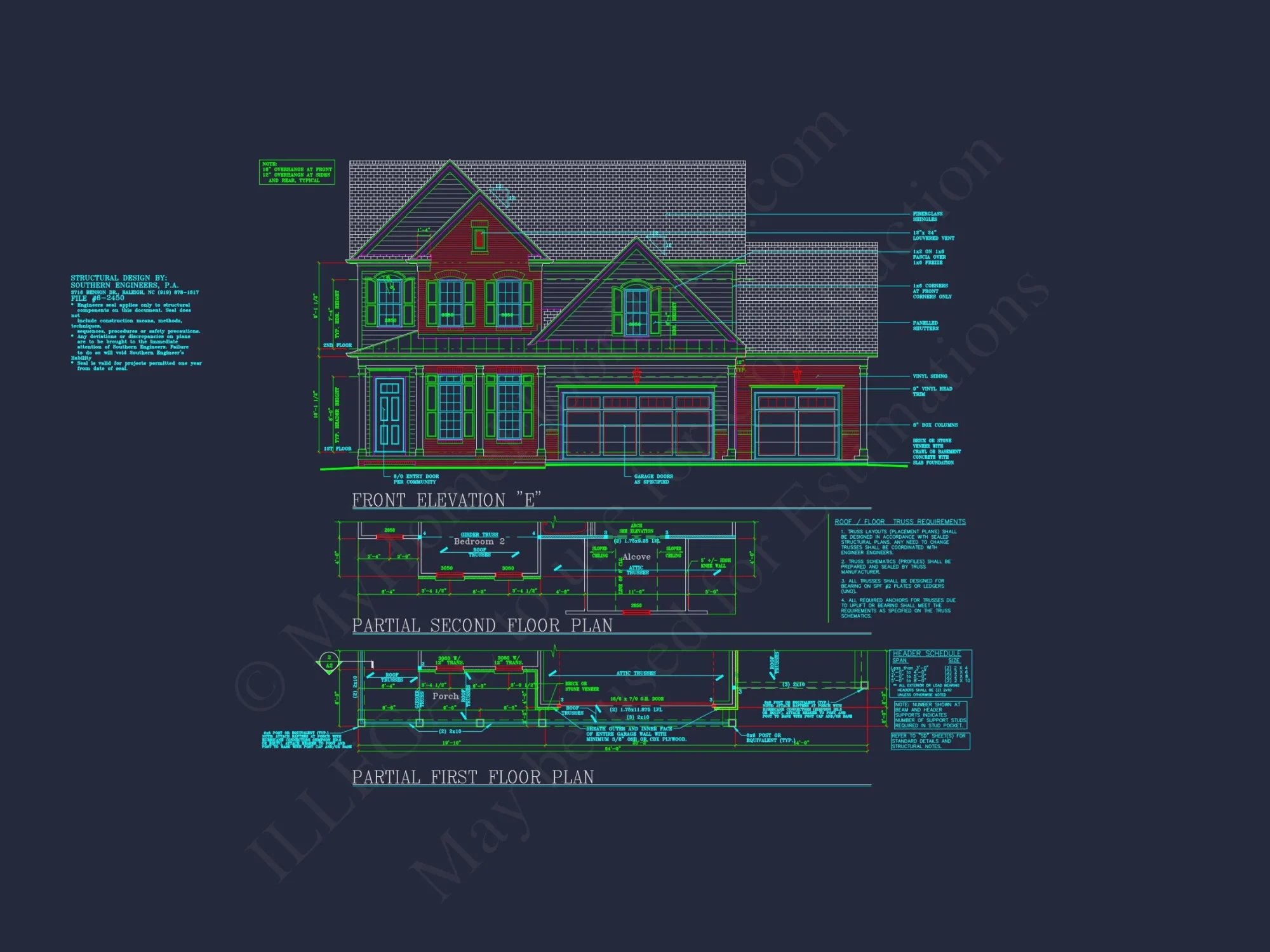 house Plan Blueprint: Spacious 4-Bed, 2-Story Design with 3 Garages