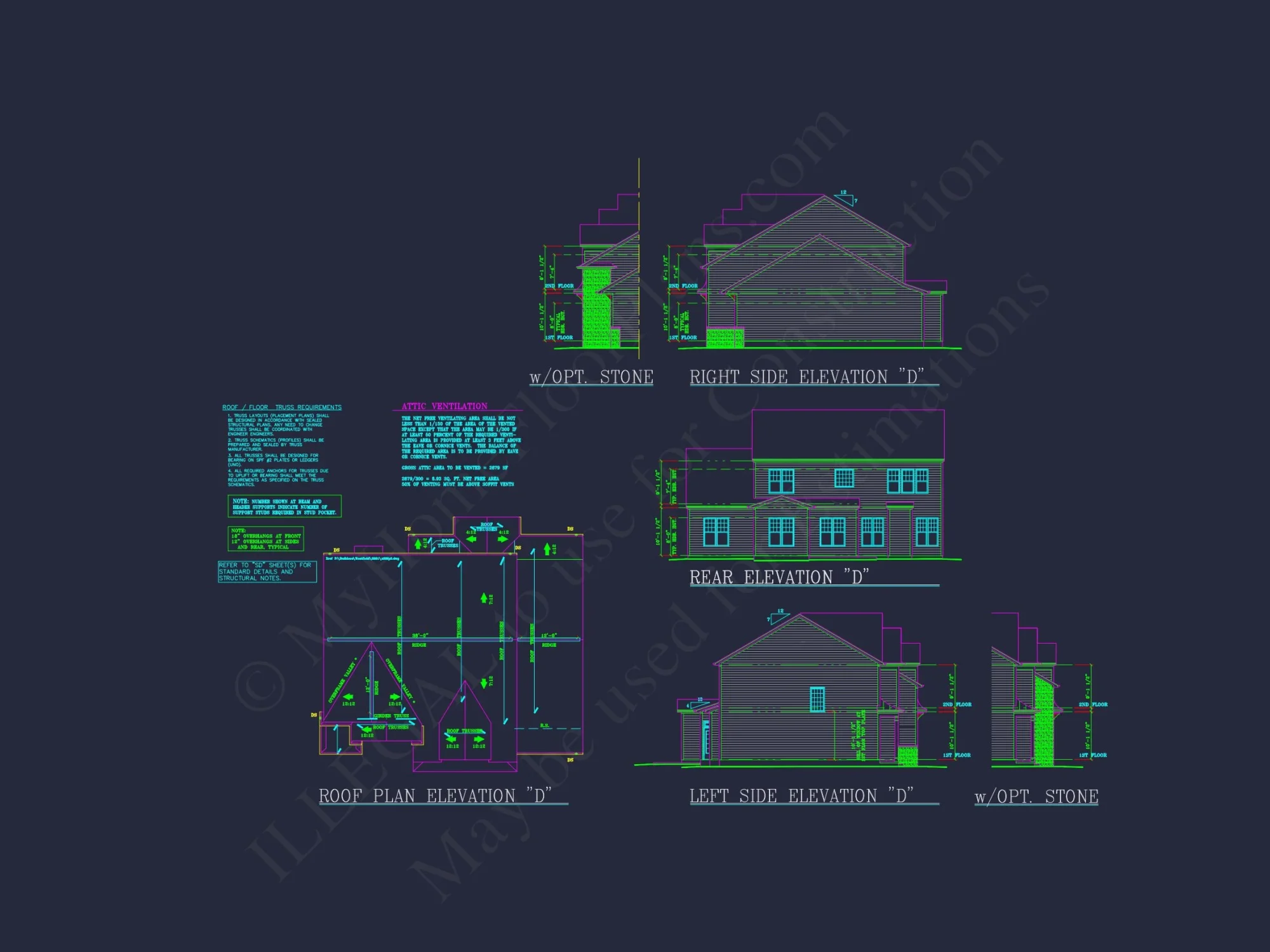 house Plan Blueprint: Spacious 4-Bed, 2-Story Design with 3 Garages