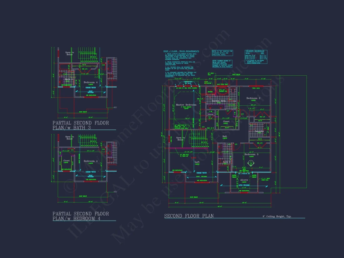 house Plan Blueprint: Spacious 4-Bed, 2-Story Design with 3 Garages