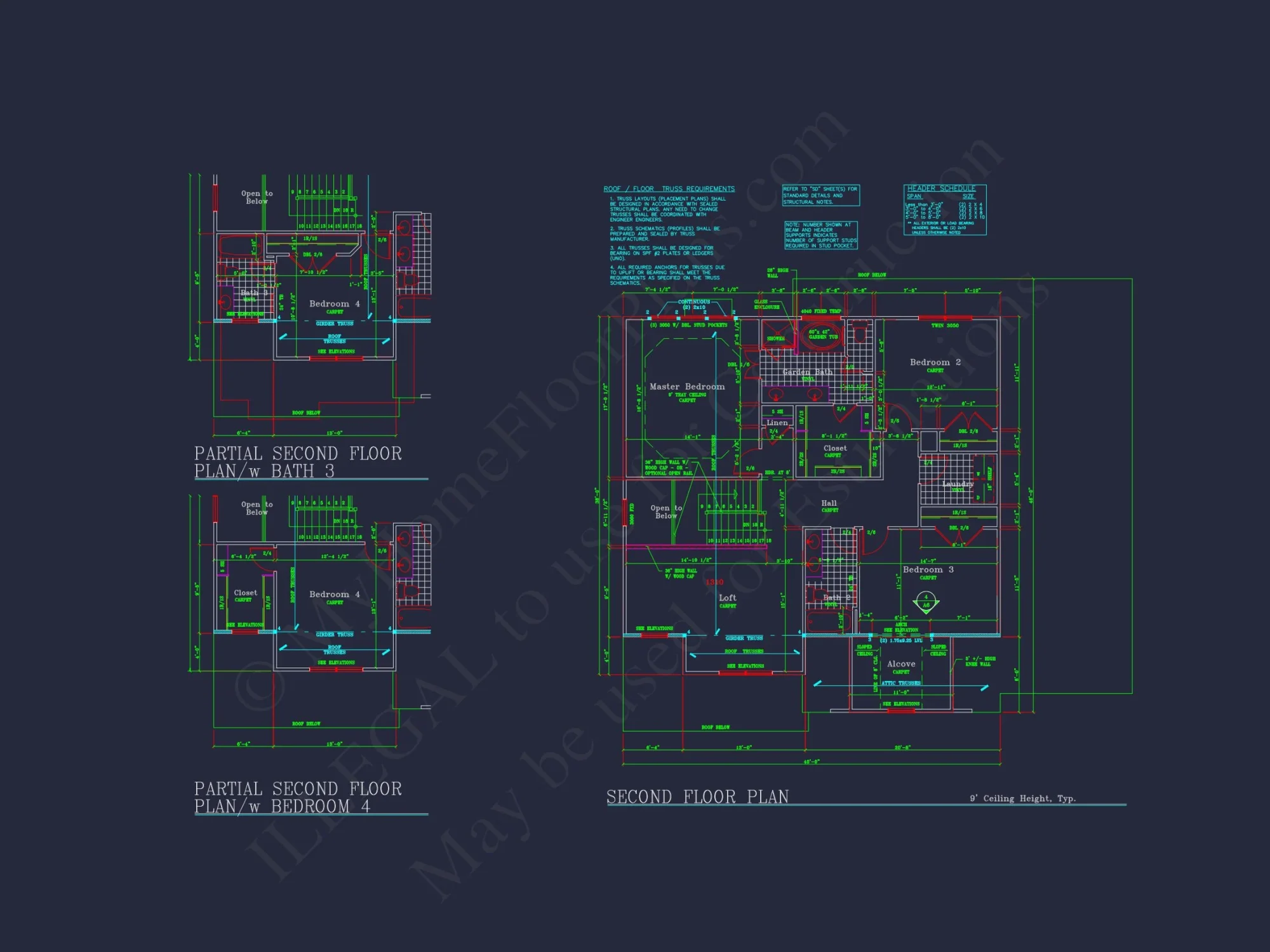 house Plan Blueprint: Spacious 4-Bed, 2-Story Design with 3 Garages
