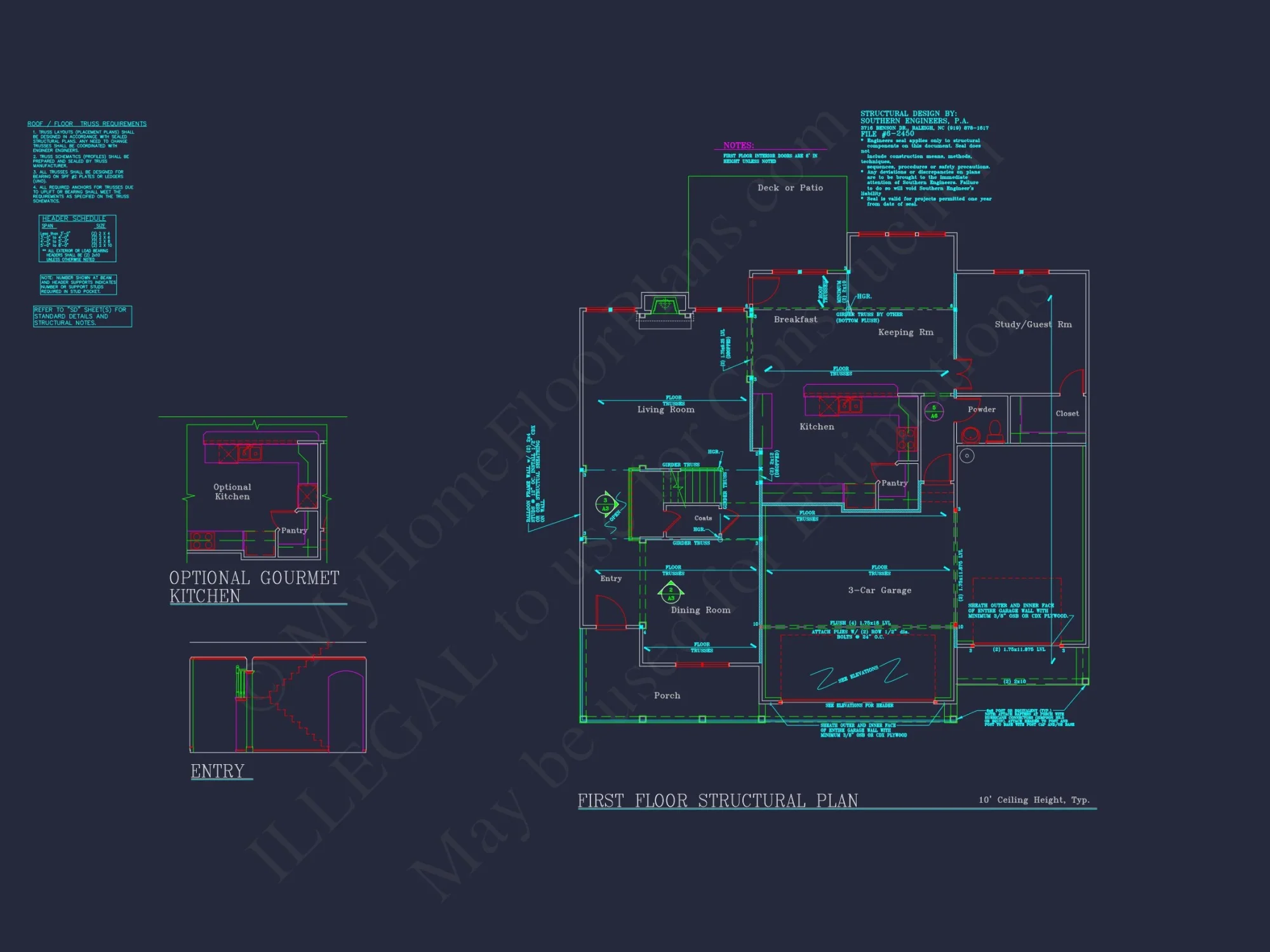 house Plan Blueprint: Spacious 4-Bed, 2-Story Design with 3 Garages