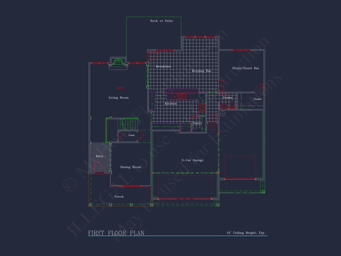 house Plan Blueprint: Spacious 4-Bed, 2-Story Design with 3 Garages