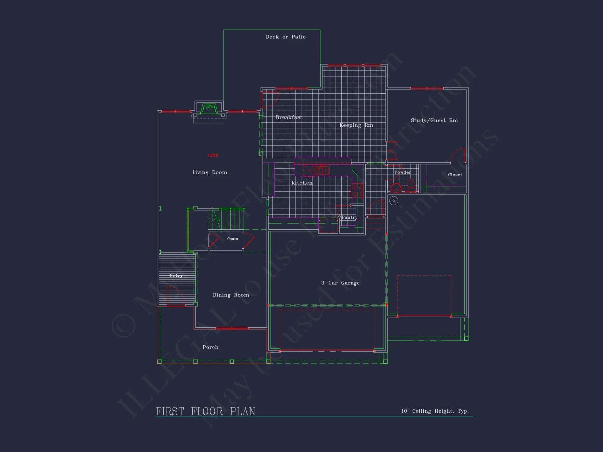 house Plan Blueprint: Spacious 4-Bed, 2-Story Design with 3 Garages