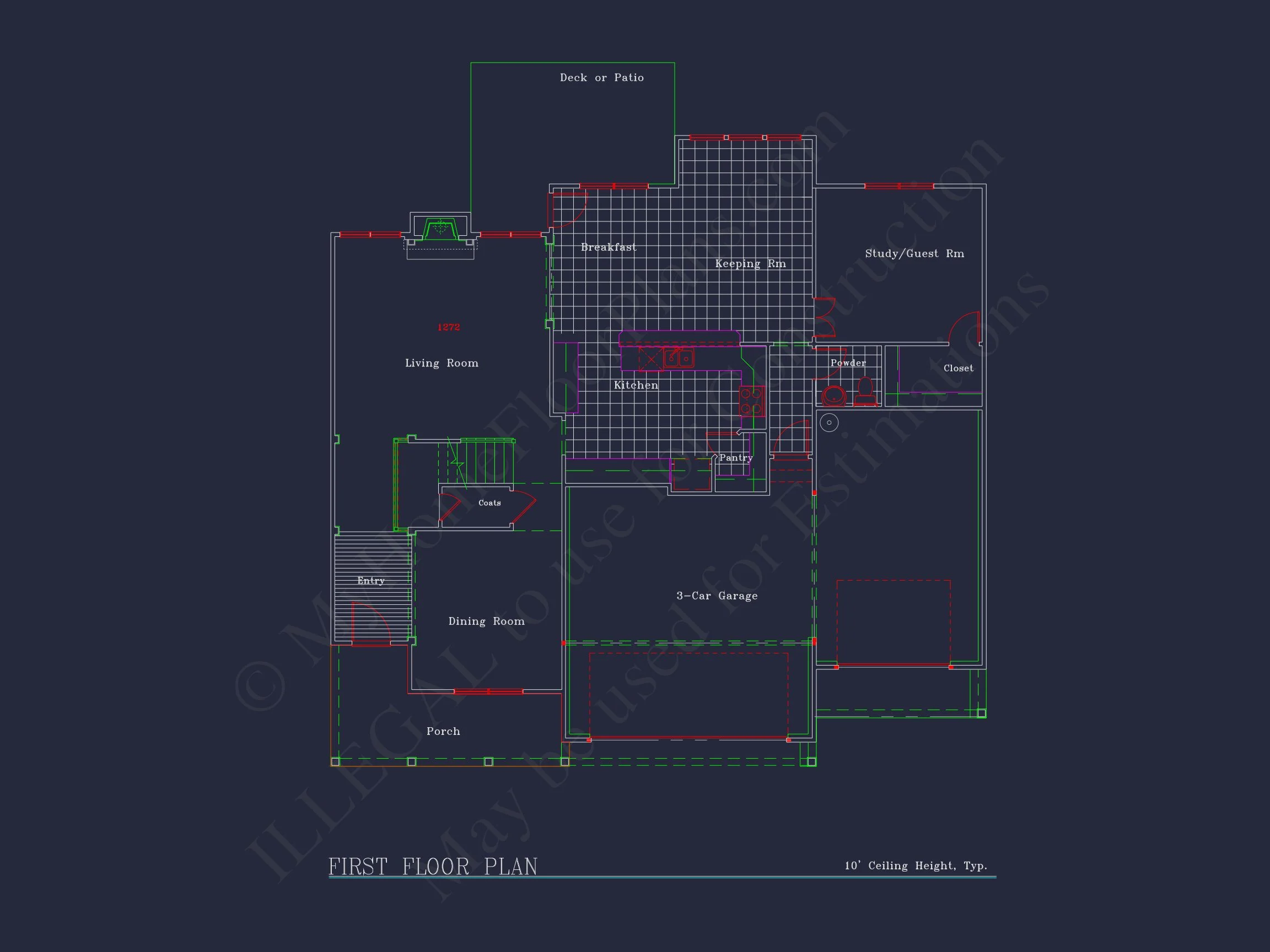 8-1110 HOUSE PLAN - Traditional Colonial Home Plan - 4-Bed, 3-Bath, 2,931 SF 3 house Plan Blueprint: Spacious 4-Bed, 2-Story Design with 3 Garages