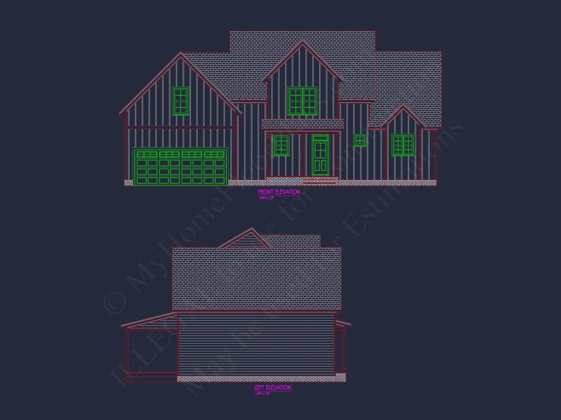 Charming 2-Story house Design with Modern CAD Floor Plan