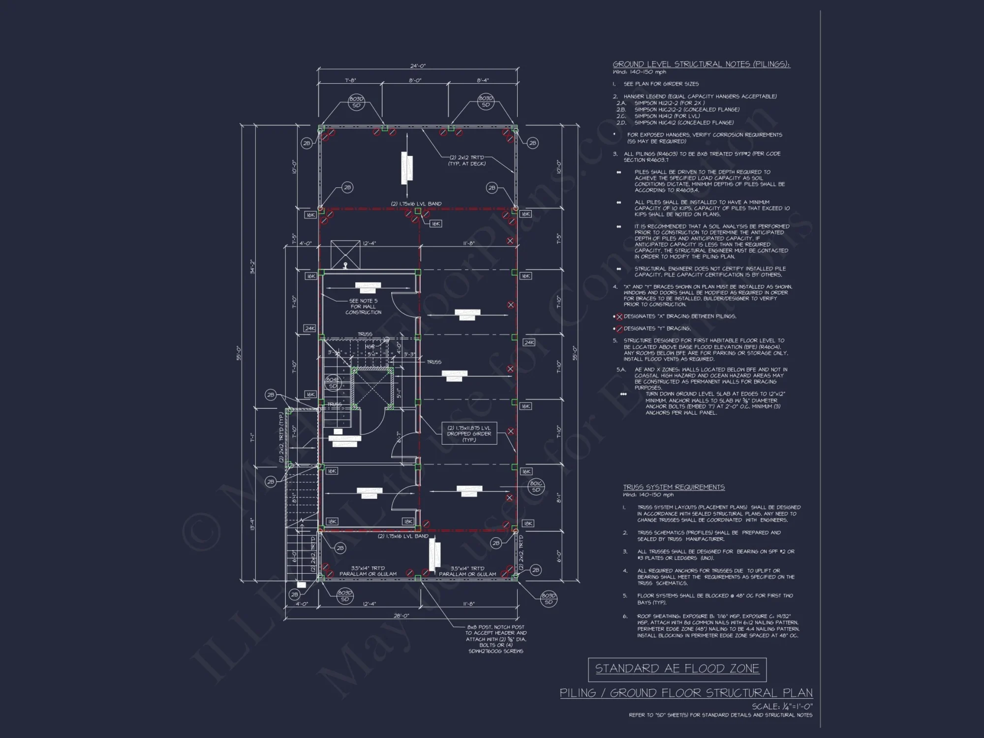 Stylish Beach house Floor Plan with CAD Designs and Blueprint