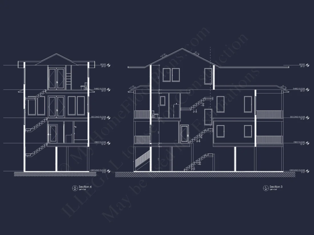 Stylish Beach house Floor Plan with CAD Designs and Blueprint