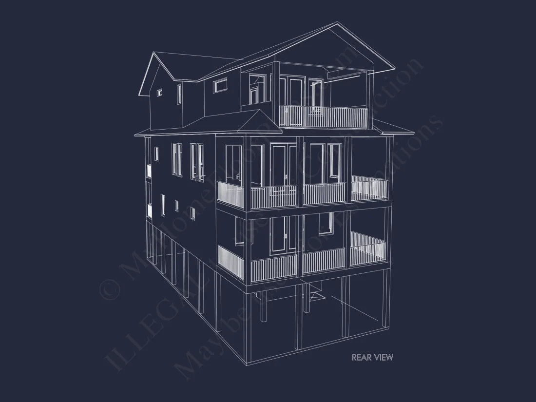 Stylish Beach house Floor Plan with CAD Designs and Blueprint