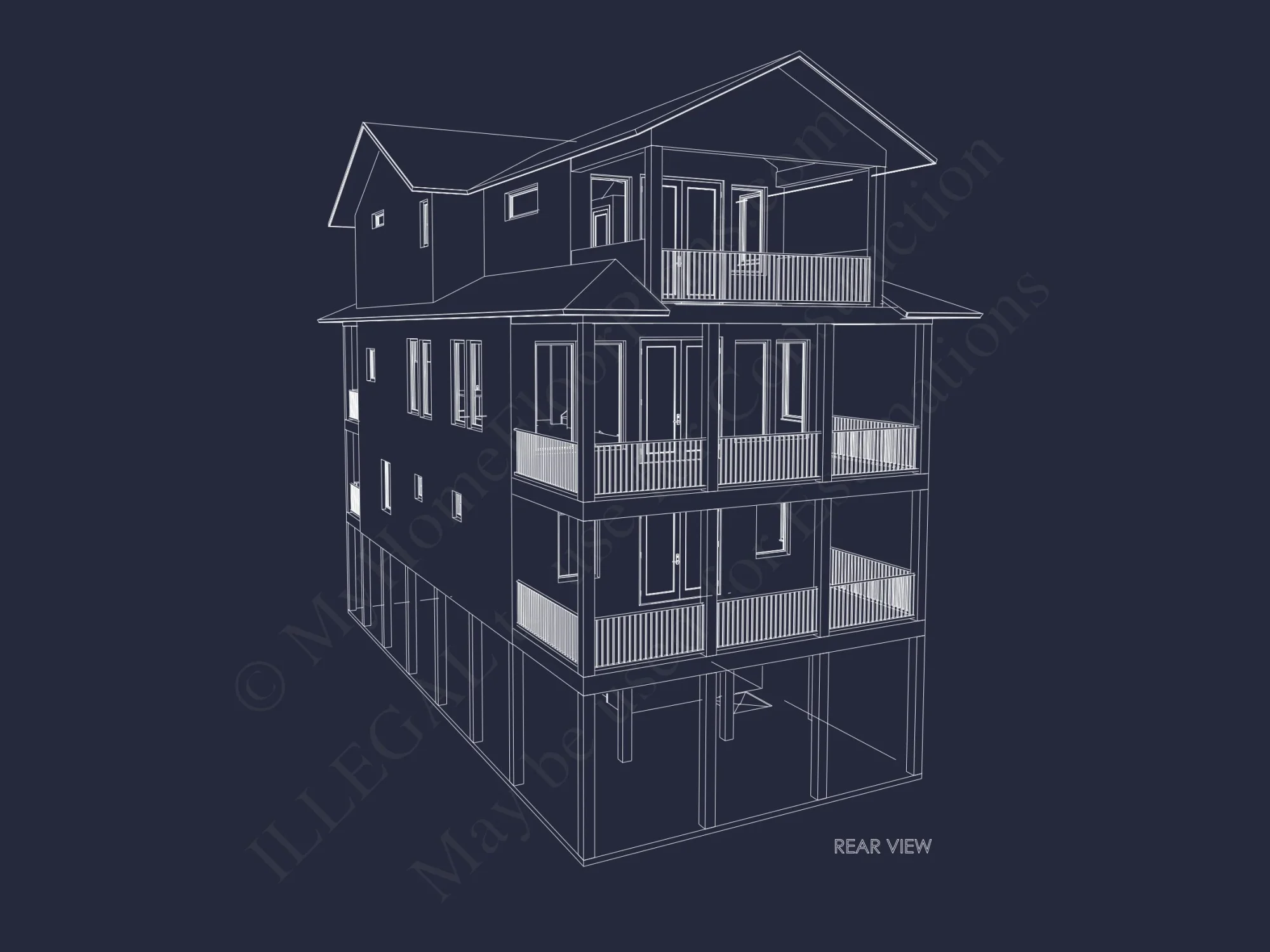 Stylish Beach house Floor Plan with CAD Designs and Blueprint