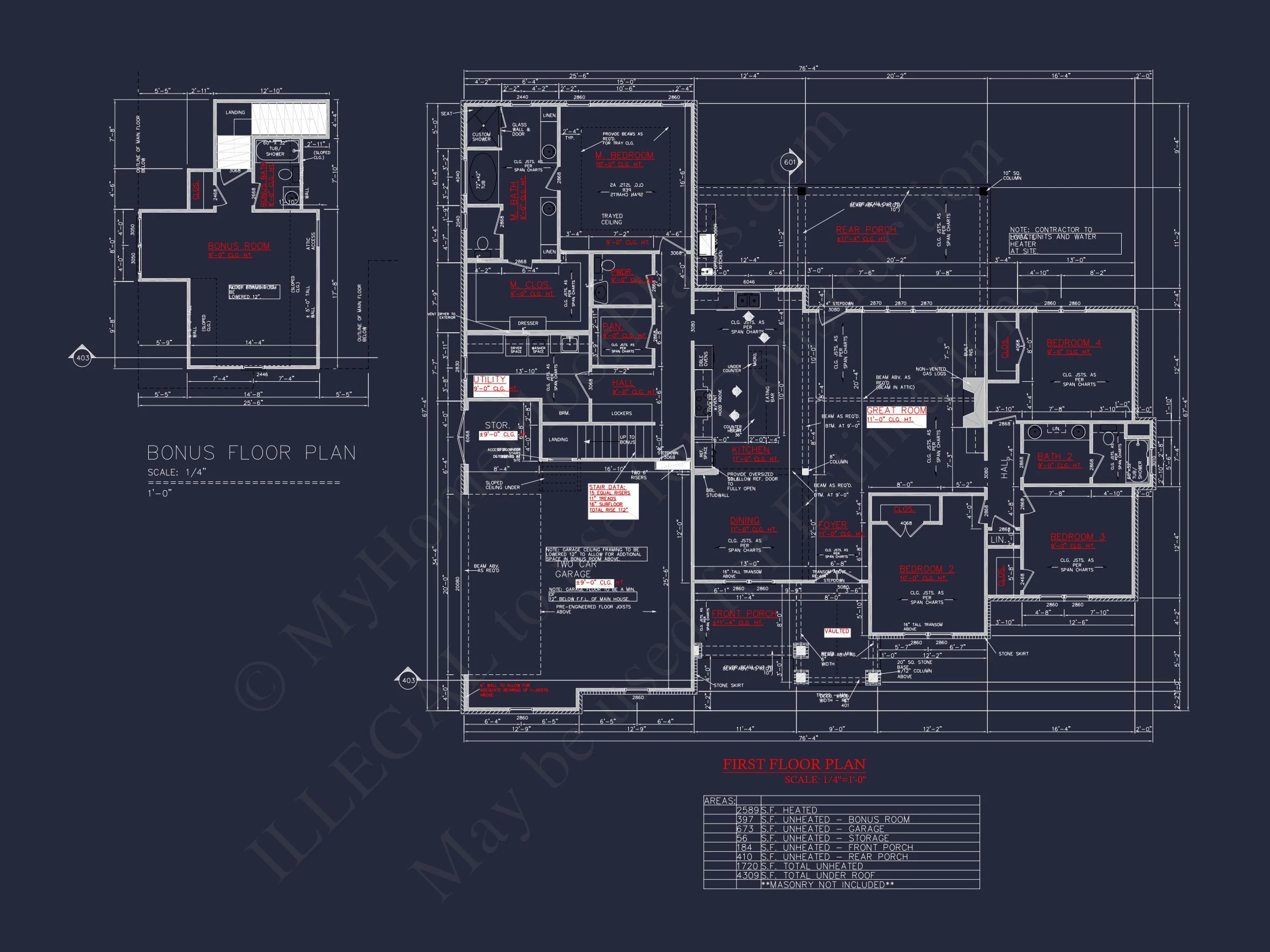 Craftsman house Plan with Bonus Room and Spacious Floor Plan