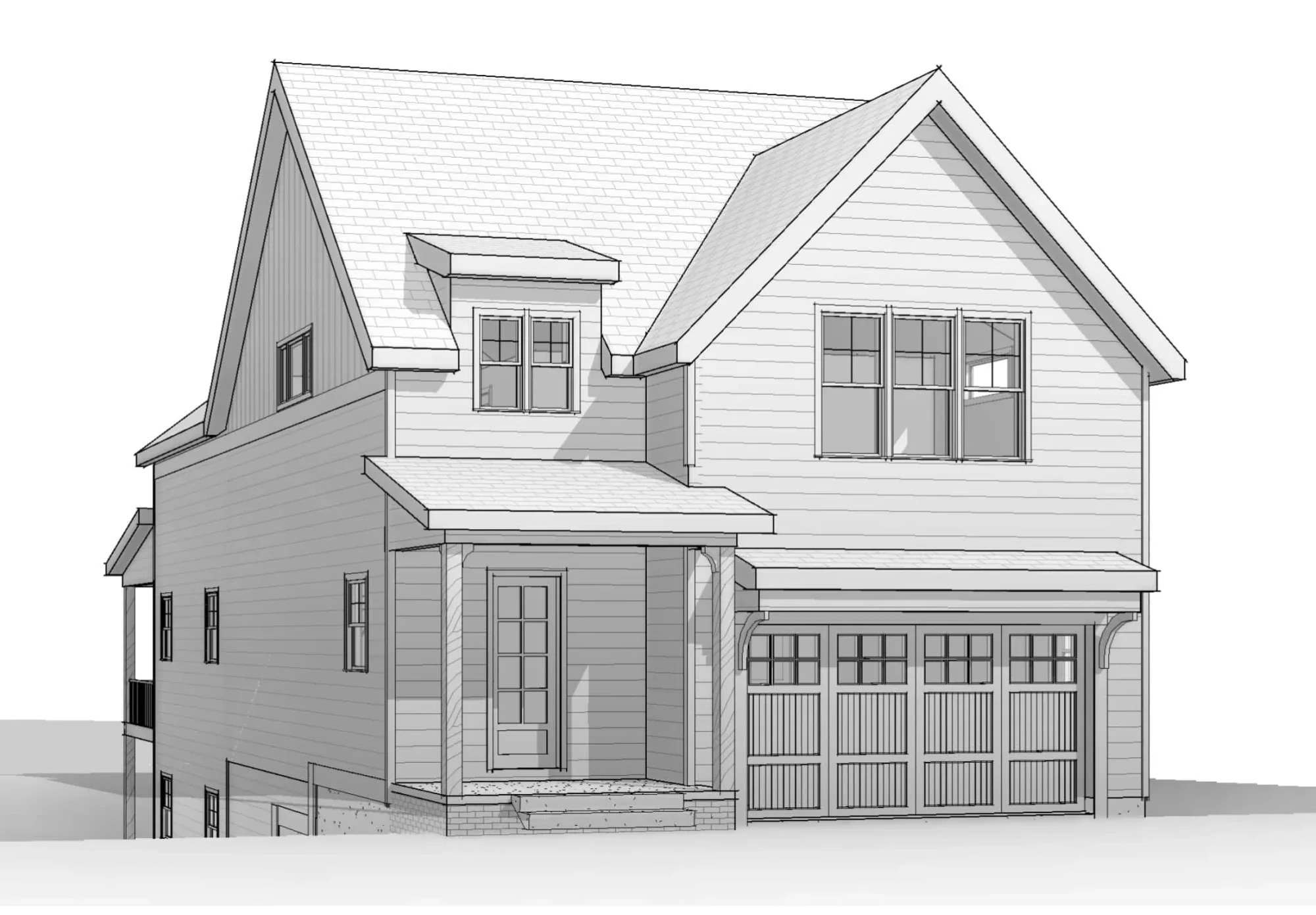 Modern Suburban house Plan with CAD Designs and 2 Floors