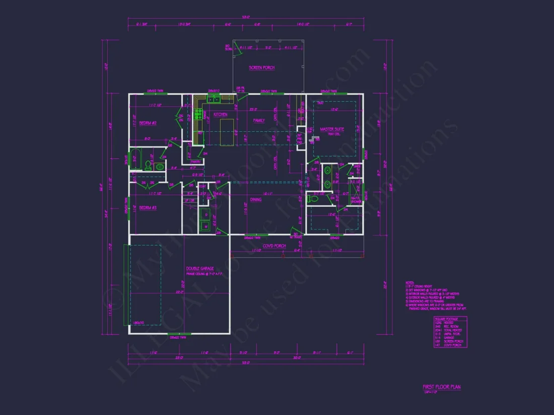 Modern Suburban house Plan with 3 Bedrooms and Open Floor Plan